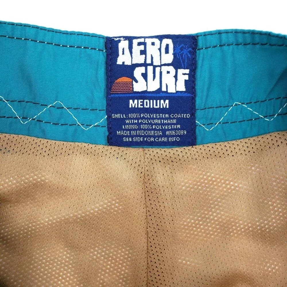 Aeropostale Aero Surf Board Shorts Swim Trunks Tropical Hawaiian Tan Mens Size M